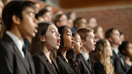 School Vocal Ensemble Performing at Community Center Event - Perfect for Concert Posters and Event Promotions