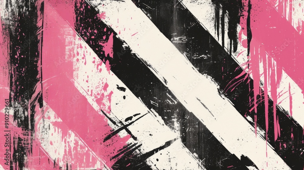 Poster Illustration of modern black and pink grunge textures