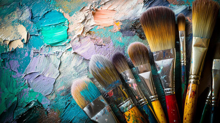 Essential tools for painting and expressing your creativity: Paint brushes and paints for your artistic pursuits and personal enjoyment.
