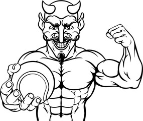Devil Tennis Sports Mascot Holding Ball