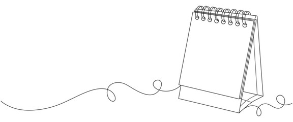 Desk calendar in one continuous line art vector illustration. Calendarr Doodle contour vector illustration	