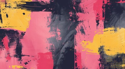 Fototapeta premium Illustration of pink and yellow grunge textures