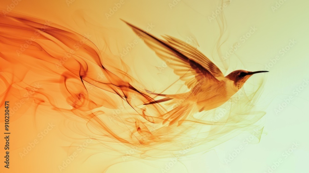 Poster abstract representation of a bird taking flight.