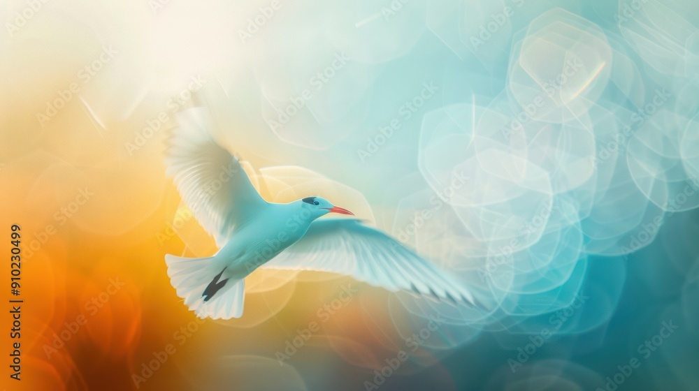 Poster abstract representation of a bird taking flight.