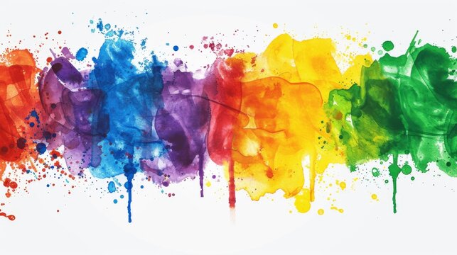 Illustration of pride-themed rainbow paint splashes