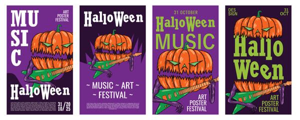 Halloween Art and Music Festival Poster and Cover Template for Event, Magazine, and Web Banner.