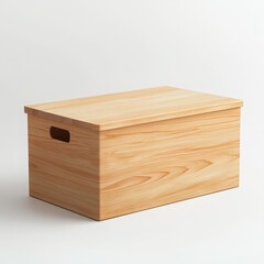 A simple, natural wooden box with a lid, perfect for storage or decoration in any home or office.
