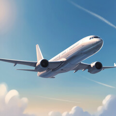 Obraz premium An airplane in a clear, clean sky.