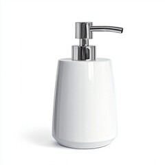 Obraz premium Elegant white soap dispenser with a modern design, perfect for stylish bathrooms or kitchens.