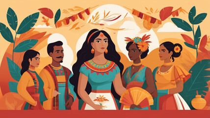 Day of the Dead Celebration: A whimsical poster featuring cartoon figures with painted sugar skull faces, surrounded by marigold flowers and candles, capturing the vibrant essence of Dia de los Muerto