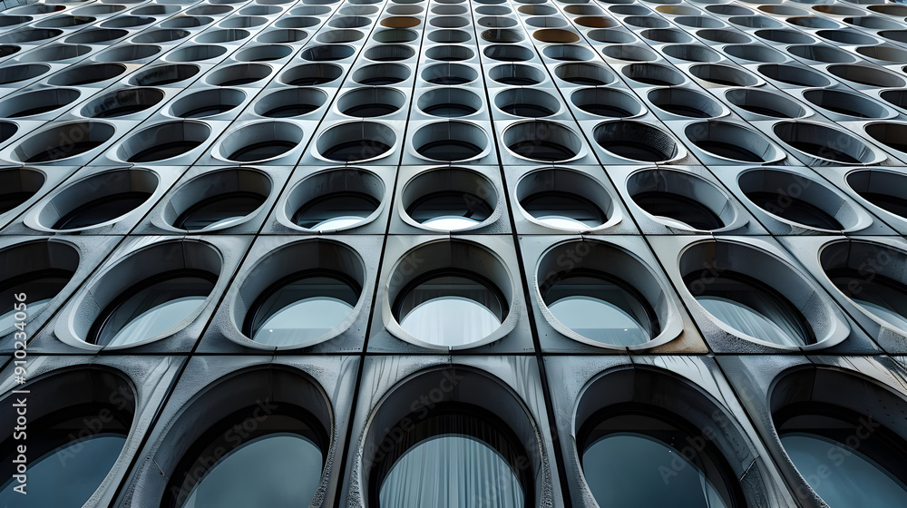 Poster abstract building facade with circular windows