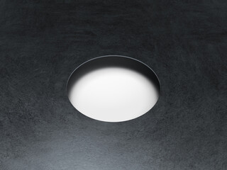 3D illustration of a hole in a metal plate
