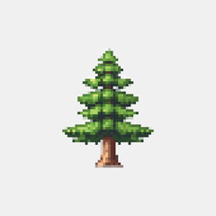 8-bit game assets tree, christmas, holiday, xmas, decoration, fir, christmas tree, celebration, green, pine, winter, star, illustration, december, season, card, design, year, 3d, new, ball, ornament, 