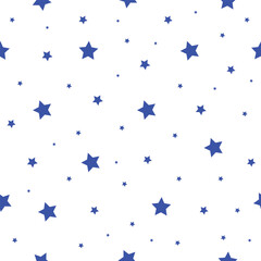 Seamless pattern with blue stars on a white background,vector illustration