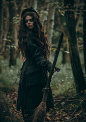 Naklejka premium Girl and goat