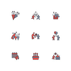 Celebrate icon set.vector.Editable stroke.linear style sign for use web design,logo.Symbol illustration.