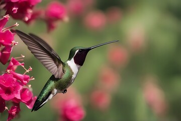 Naklejka premium colubris hummingbird throated ruby archilochus bird nature wild flower wildlife avian wing fauna animal fly flying throat male