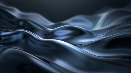 Obraz premium Abstract metalic fluid iridescent holographic shiny curved gray wave background. Gradient wavy design element for backgrounds, banners, wallpapers, posters and covers.