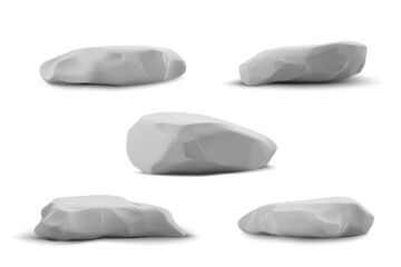 3d set of light gray stone empty podium.