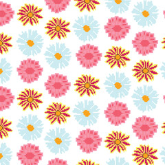 seamless pixel pattern with flowers