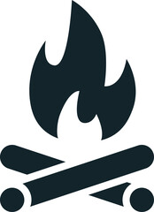 Burning bonfire with firewood for camping tourism logo