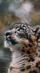 Obraz premium snow leopard. International Snow Leopard Day. a wild animal in the wild.