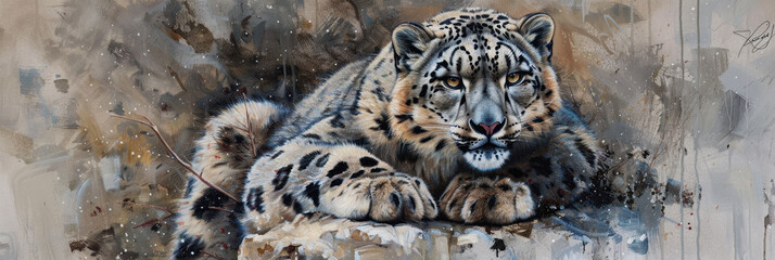 snow leopard. International Snow Leopard Day. a wild animal in the wild.