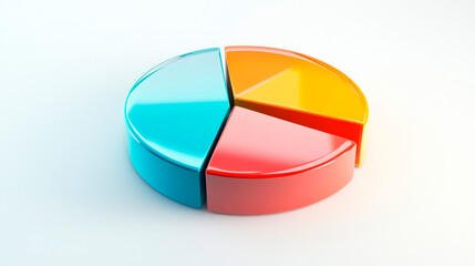 Obraz premium Colorful 3D Pie Chart Displaying Data Segments in Vibrant Blue, Orange, and Red