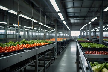 Raw vegetables in a factory area