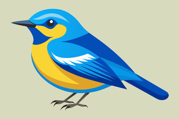  Blue-winged Warbler bird vector art illustration