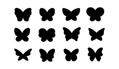 Butterfly silhouette set. Simple vector butterfly icon set. 