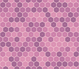 Background with Hexagon Pattern. Rounded stacked hexagons mosaic pattern. Pink color tones. Hexagon cells. Seamless pattern. Tileable vector illustration.