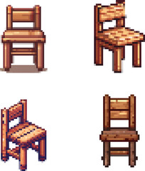8-bit game assets chair, wood, furniture, wooden, seat, brown, object, old, sit, antique, interior, design, stool, isolated, home, comfortable, armchair, vintage, style, empty, decor, retro, nobody, c