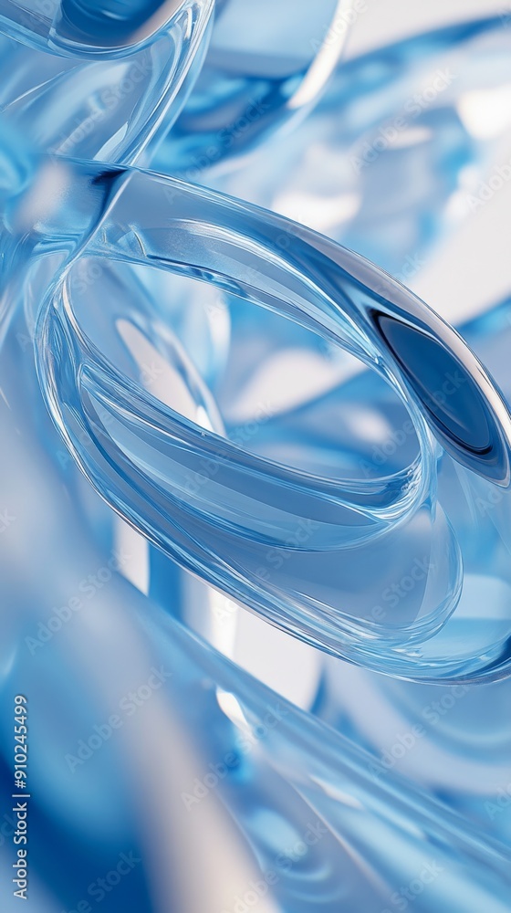 Aufkleber an abstract close-up of intertwining transparent blue loops, creating a sense of depth and fluidity.