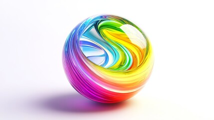 A vibrant and colorful swirl orb, showcasing an array of rainbow hues on a minimalist background.