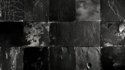 Black grunge textures, including rough, distressed