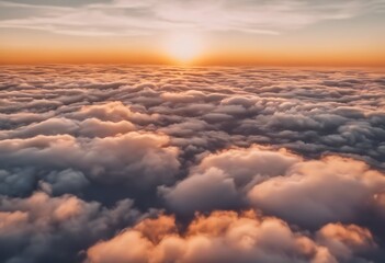 view Airplane sunset aerial clouds Beautiful Cloud Sky Above Sun Sunrise Plane Top Horizon Blue Ocean Light Orange Heaven Over Window White Sunny Business N