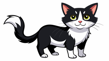 Cat soled black and white color vector art illustration