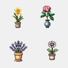 8-bit game assets flower, bouquet, flowers, vase, plant, pot, pink, nature, rose, blossom, isolated, bunch, floral, flowerpot, beauty, spring, flora, garden, bloom, leaf, decoration, orchid, roses, co
