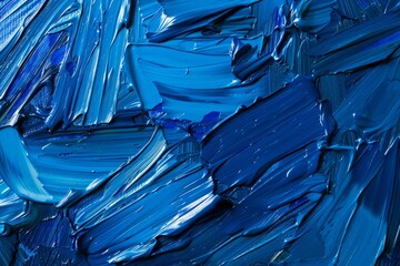Abstract hand drawn blue oil brush painting. Abstract blue art background. Blue brushstrokes of paint.