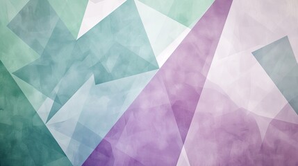 Fototapeta premium Serene Pastel Green and Purple Geometric Harmony on White Canvas