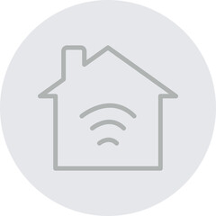 Smart Home Vector Line Grey Circle Grey