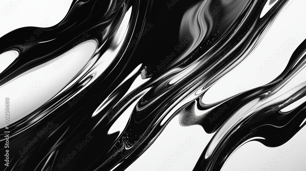 Poster abstract black and white waves create a dynamic fluid motion, capturing elegance and modernity in a 