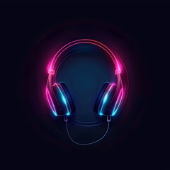 Colorful neon headphones on a dark background, perfect for music lovers and technology enthusiasts.