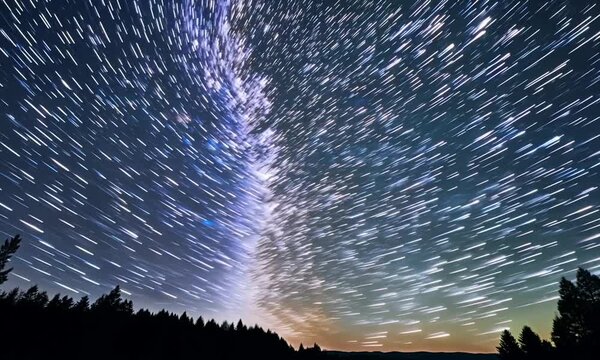 Milky Way and Star Trails in the Night Sky