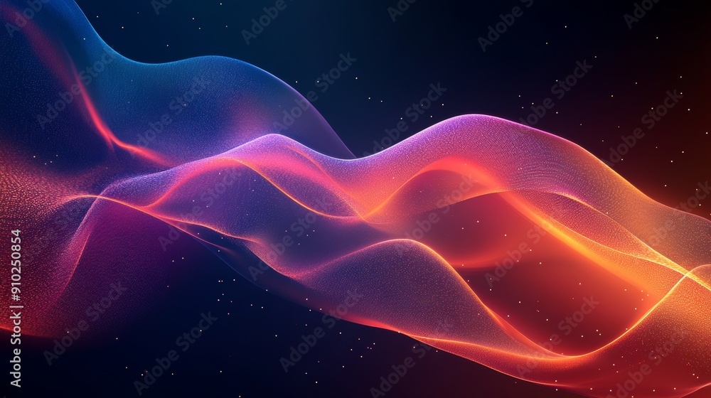 Poster abstract waves of vibrant colors, blending seamlessly into a cosmic background, creating a mesmerizi