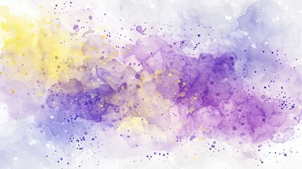 Obraz premium Dreamy Pastel Lavender and Yellow Watercolor Splashes on Light Background