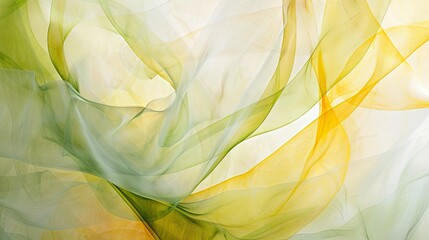 Naklejka premium Serene Pastel Harmony - Soft Yellow and Green Abstract Shapes on White Canvas Inspiring Tranquility and Balance