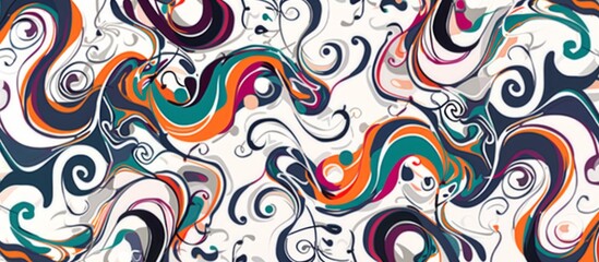 Obraz premium Abstract seamless colorful pattern with abstract curly drops. Floral endless ornament background texture. Vector background.