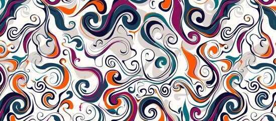 Naklejka premium Abstract seamless colorful pattern with abstract curly drops. Floral endless ornament background texture. Vector background.